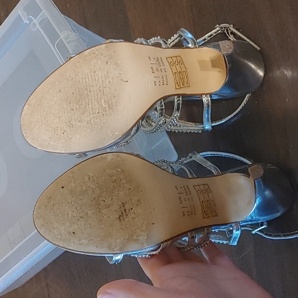 Silver Rhinestone Strap Heels - Picture 4 of 7